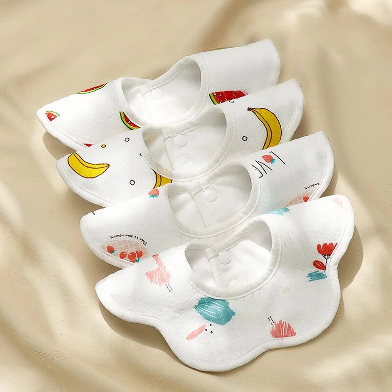 4pcs/set Newborn Baby Cotton Bibs Fruit Pattern Baby Burp Bandana Scarf Boys Girls Cloths Saliva Towel