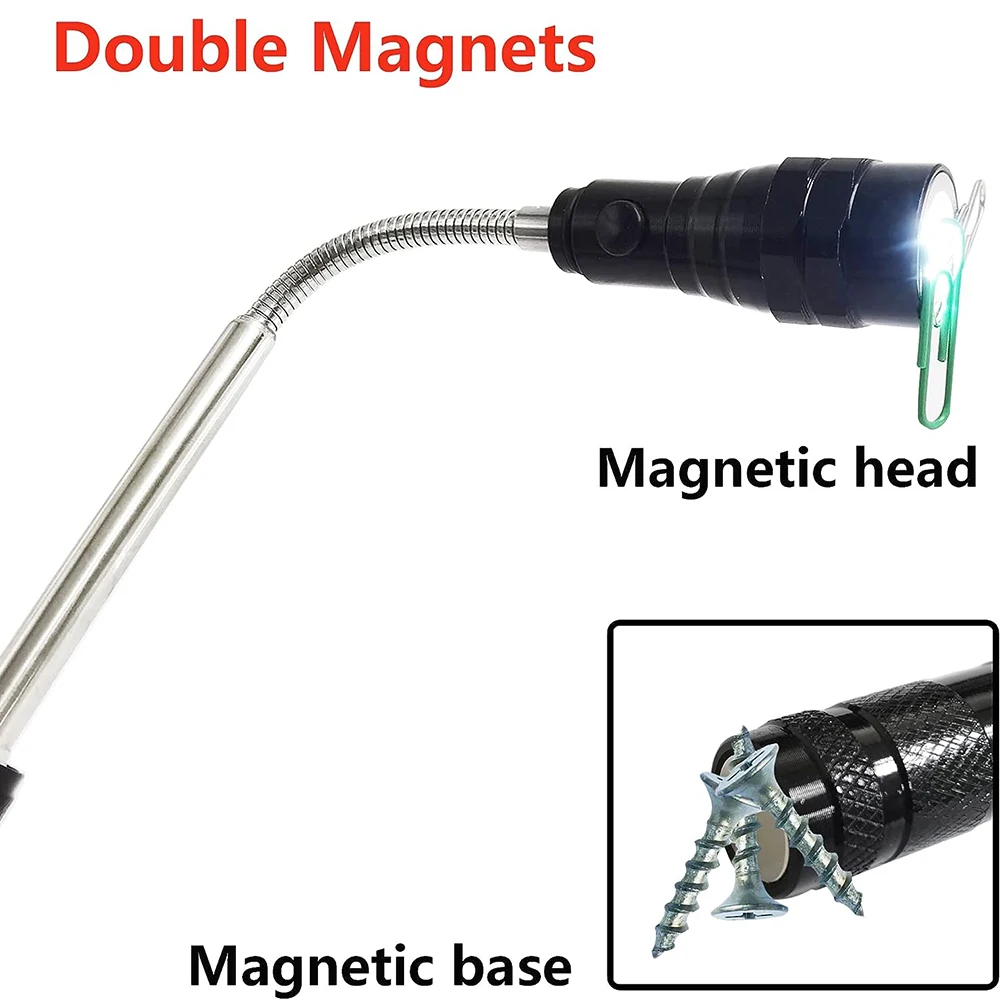 Telescoping Magnetic Flashlight Extendable Magnetic 3 LED Flashlight Waterproof Extending Torch Work Light Tool For Car Repair