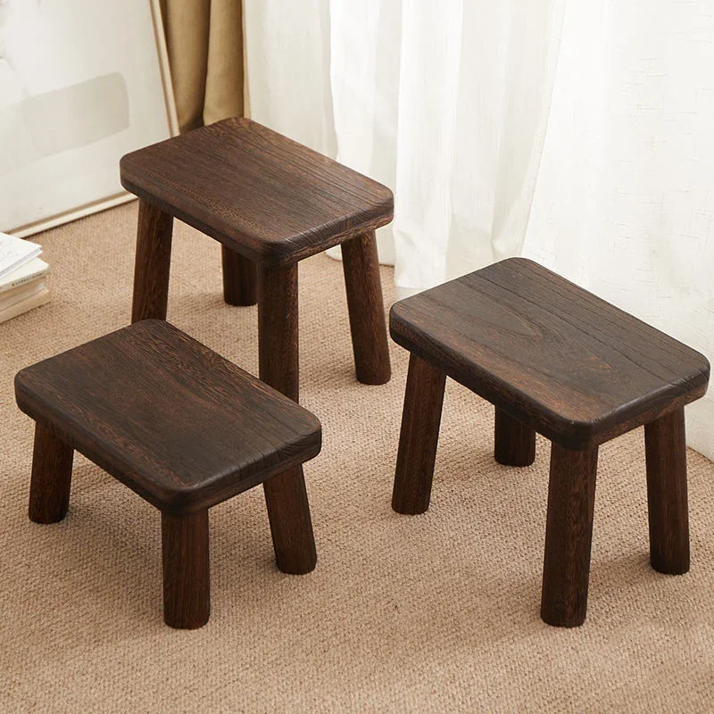 

Chinese Solid Wood Household Small Bench Short Stool Living Room Shoes Footrest Patio Baby Stool Square Chair