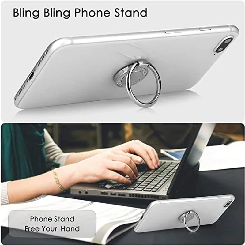 360° Rotatable Metal Ring Phone Holder Universal Round Ring Buckle Phone Stand Compatible with IPhone and Samsung view 6