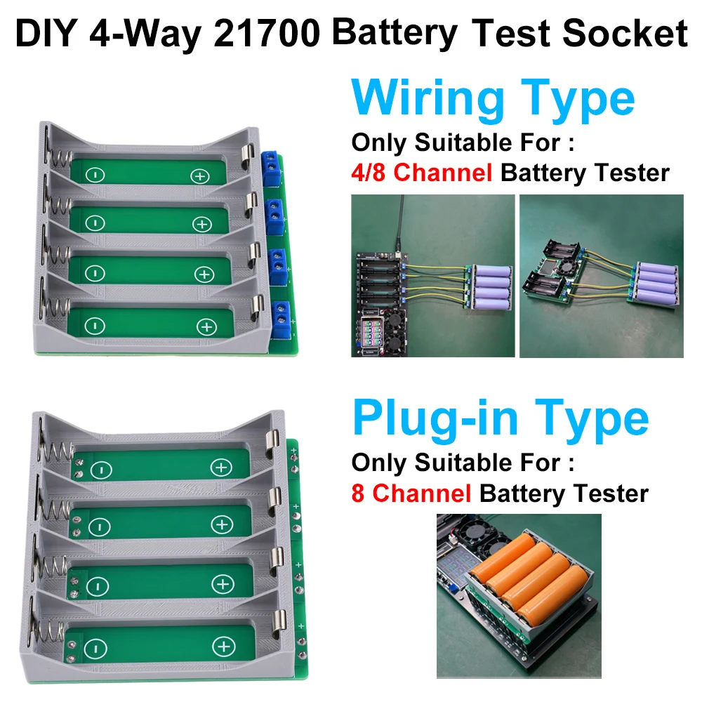 

DIY 21700 Battery Base Kit 4-Way Battery Test Socket for 4/8 Channel 21700 Battery Capacity Internal Resistance Tester Module