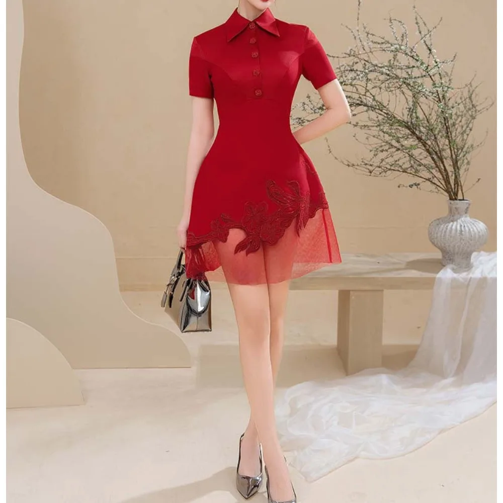 

Индивидуальные аппликации, мини-платье прямого кроя, коктейльное платье 2026 года, женское красное короткое современное вечернее платье, элегантное выпускное платье