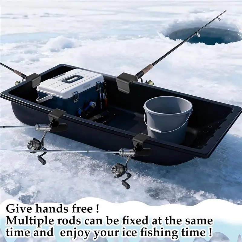 Ice Fishing Gear Accessories For Outdoor Ice Sled Rod Holder Buckets Storage Rack Hands-Free Ice Fishing Pole
