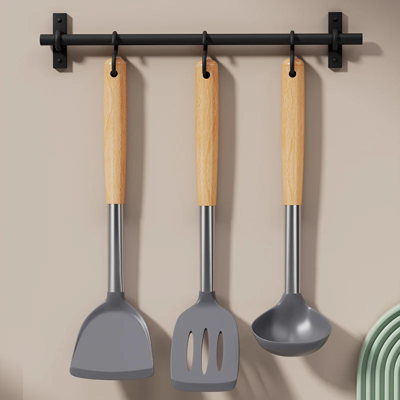 Household Non-Stick Silicone Kitchen Tool Set, Heat Resistant Spatula Shovel Baking Kit with Measuring Spoons