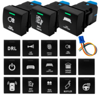 12V Green White LED Backlit Push Button Switch Power Horn Fixed Momentary Type For Toyota Prado 150 Series Corola Camry RAV4