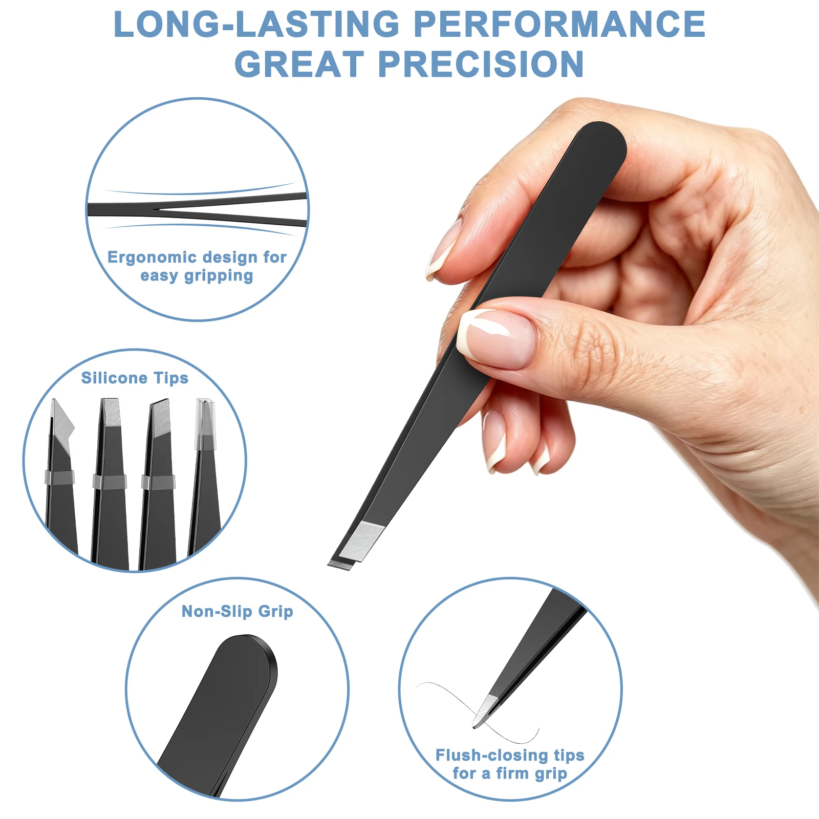 4PCS Set Tweezers Tool Suitable For Eyebrow Eyelash Application Beard & Mustache Trimming False Eyebrow Applicator Gifts