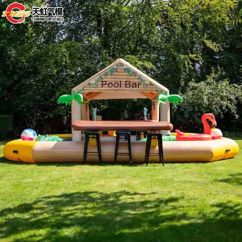 Kommerzielles, langlebiges aufblasbares Pool-Bar-Zelt für den Hinterhof, aufblasbares schwimmendes Wasserbar-Zelt mit Unterstand