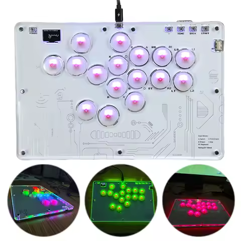 For Arcade Stick 16 Keys Slim for Arcade Fight Stick Game Keyboard W/ Turbo Functions &amp; RGB for PC/PS3/PS4/Switch/Steam