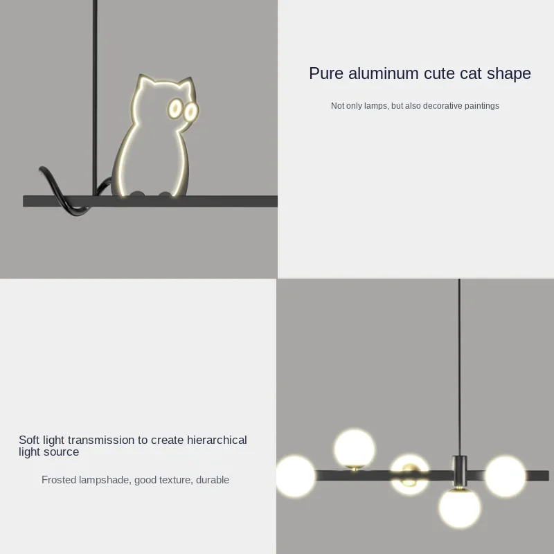 SANDYHA Nordic Creatieve Kitten Kroonluchters Aluminium Nieuwe Hanglamp voor Woonkamer Eetkamer Tafel Home Decor Verlichtingsarmaturen