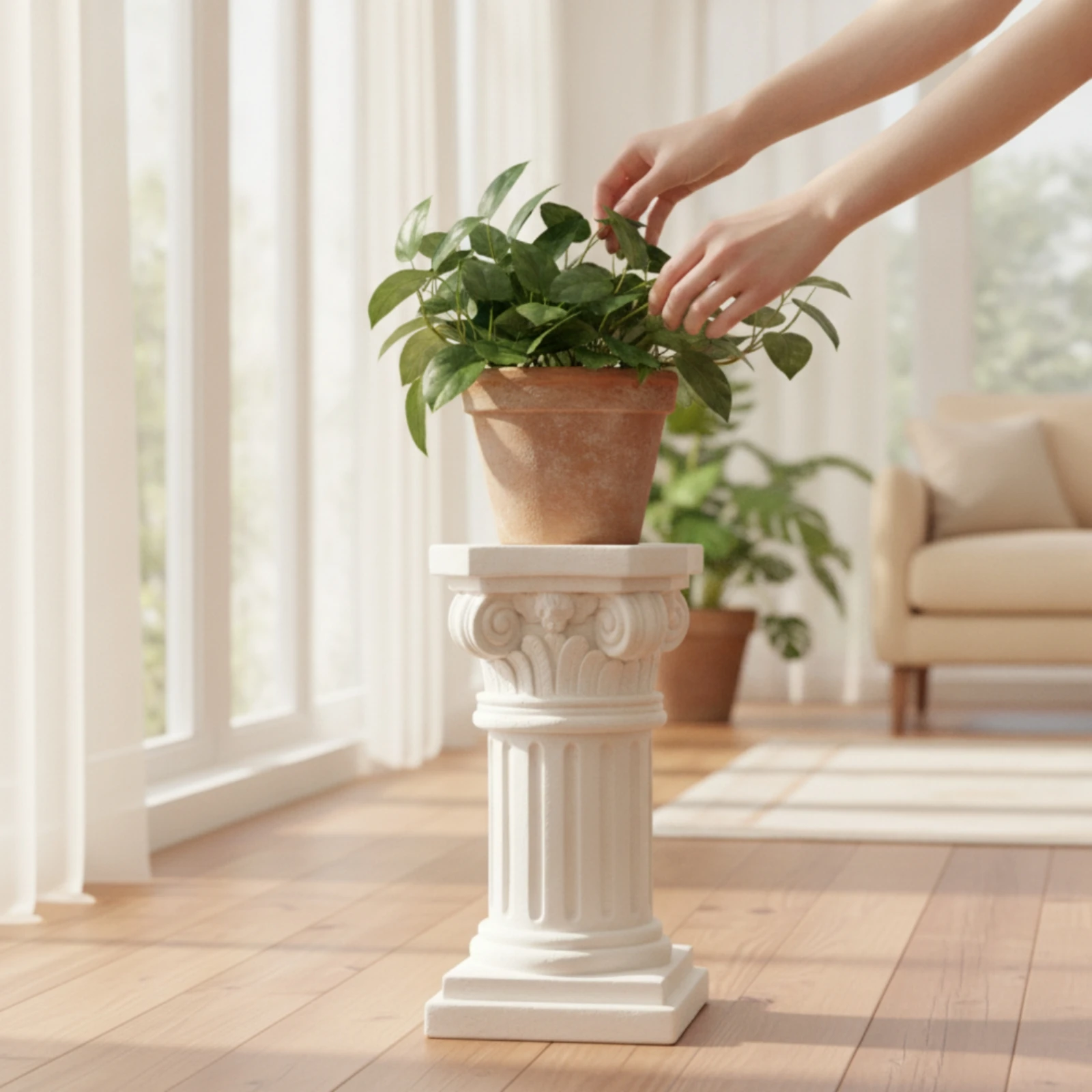 Roman Column Pedestal Architectural Classical Pedestal Roman Column Traditional Planter Stand Versatile for Patio, Courtyard