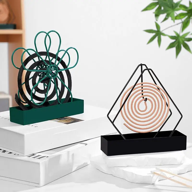 Iron Mosquito Coil Holder Incense Holders Coil Incense Burner Frame Modern Repellent Incense Rack for Household Bedroom Patio