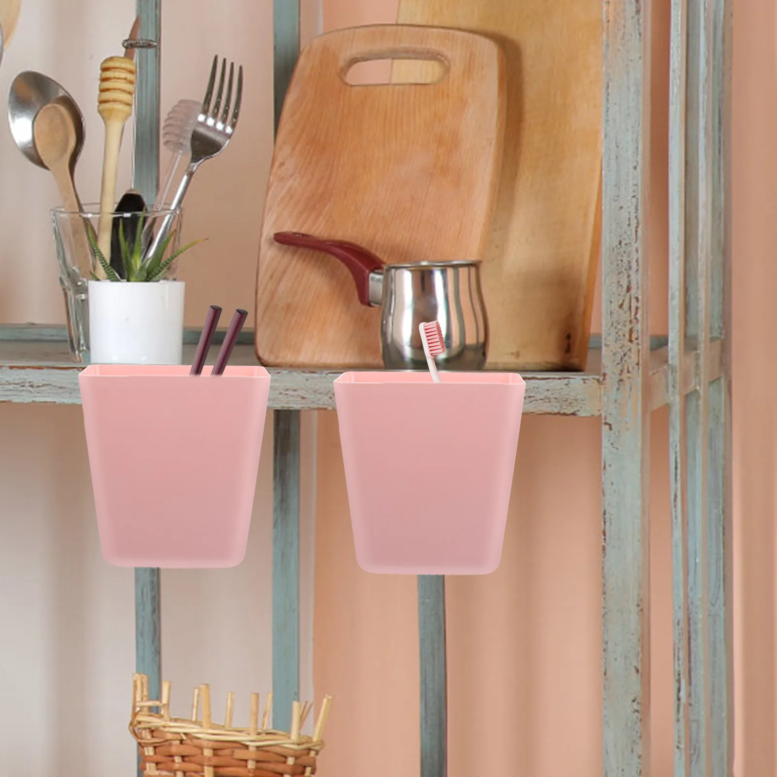 

5pcs Box Hanging Basket Home Kitchen Decor Plastic Design Cart Cups Holder Storage Storage Box Hanging Solution