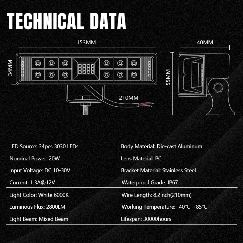 6 Inch LED Light Bar Off-road Driving Light DRL Fog Lamp Led Work Lights For Jeep Truck Pickup Tractor ATV SUV UTV Van 12V 24V