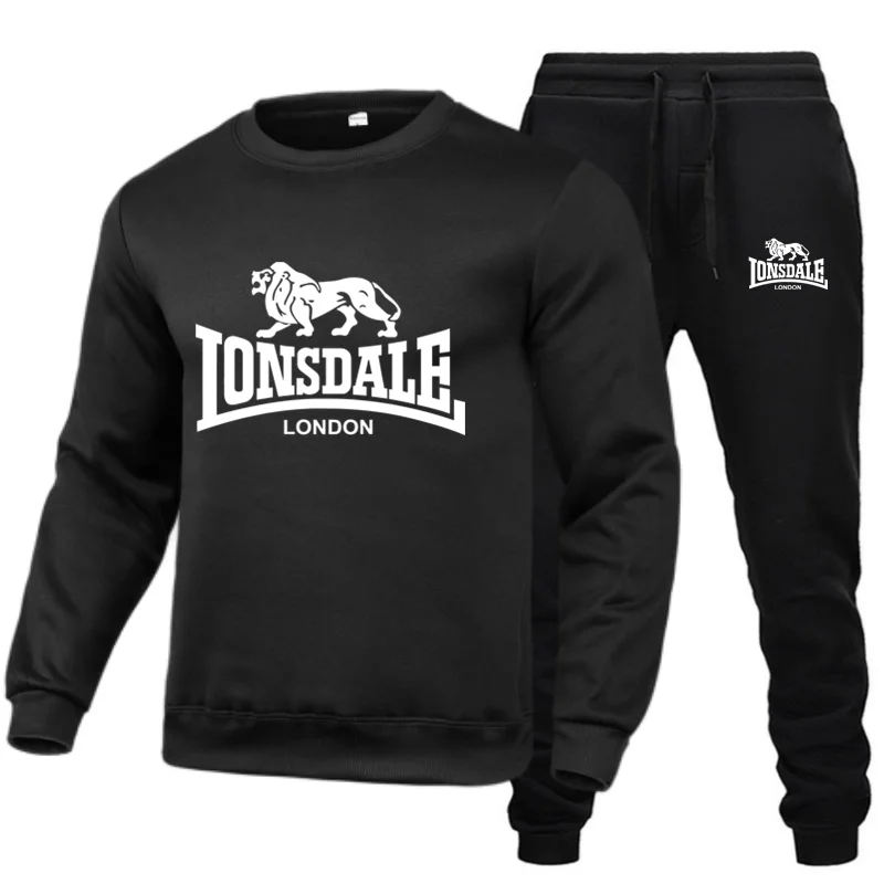 Lion Animal Print Round neck Sportwear+Pants Suit Long Sleeve Pullover Men\'s Sportswear Tracksuit Outfit Two Piece Jogging Set