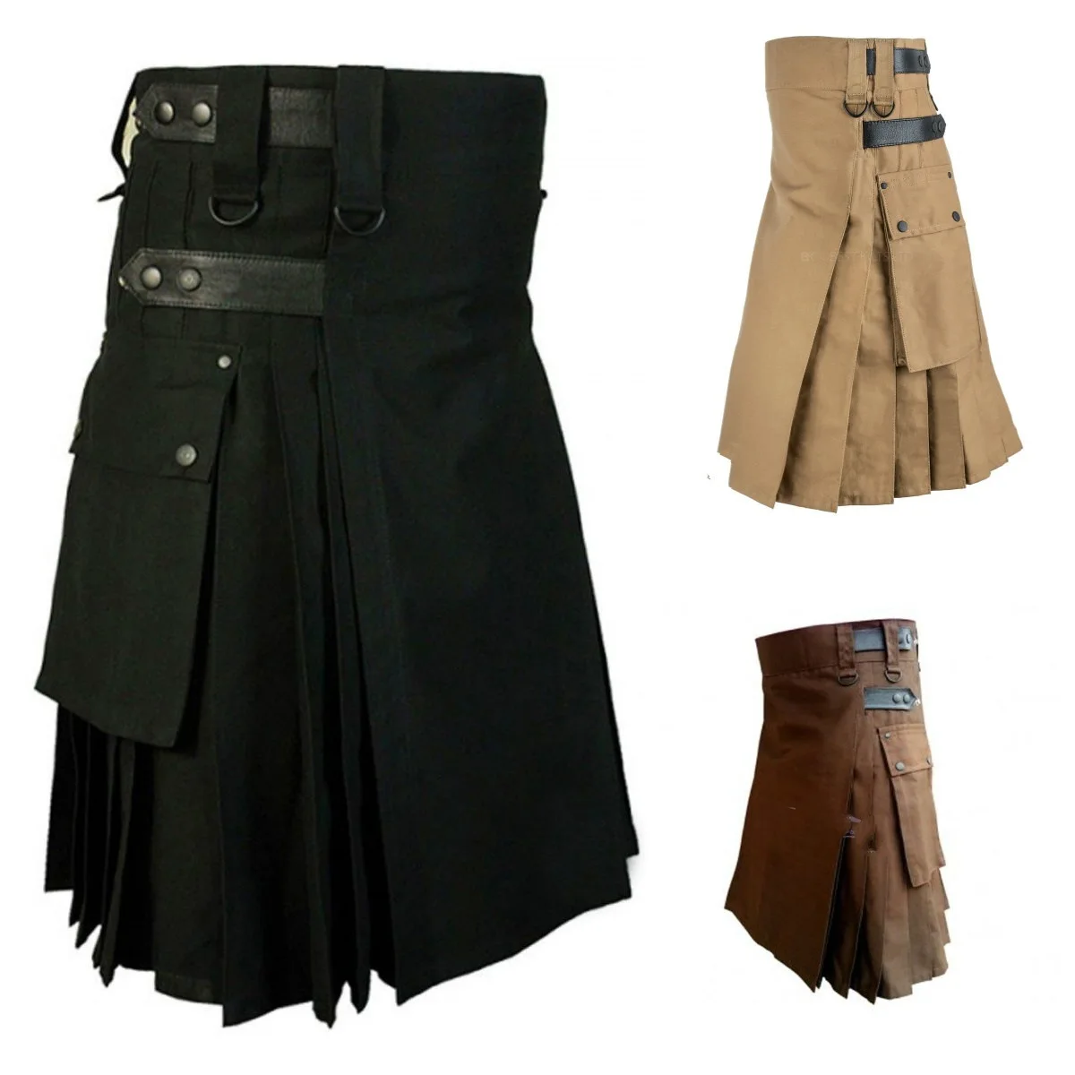 

Halloween Medieval Retro Costume Woman Skirt Vintage Kilt Scotland Gothic Pocket Skirts Scottish Clothing Casual Skirts