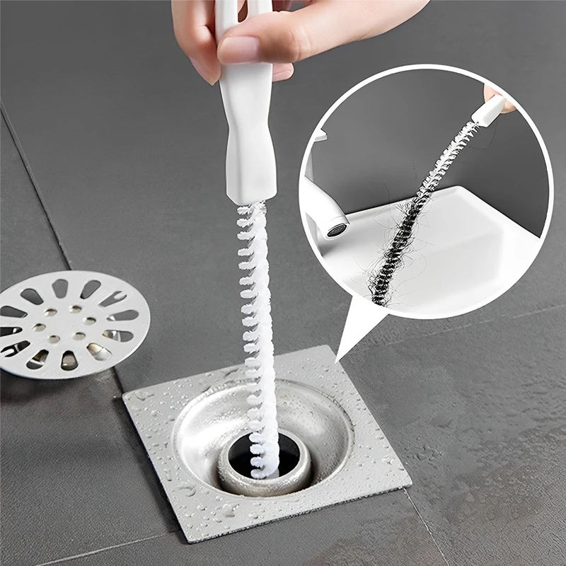 45cm Pipe Dredging Brush Bathroom Hair Sewer Cleaning Brush Flexible Kitchen Sink Drain Cleaner Clog Plug Hole Remover Tools