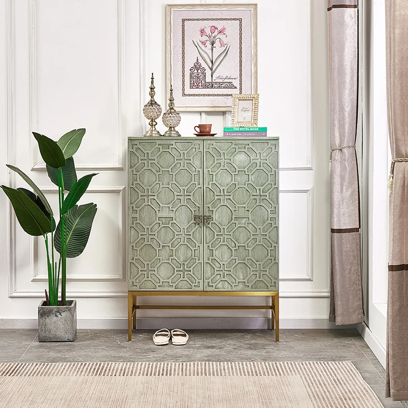 

High-End American Solid Wood Shoe Cabinet Modern Living Room Entrance Cabinet Home