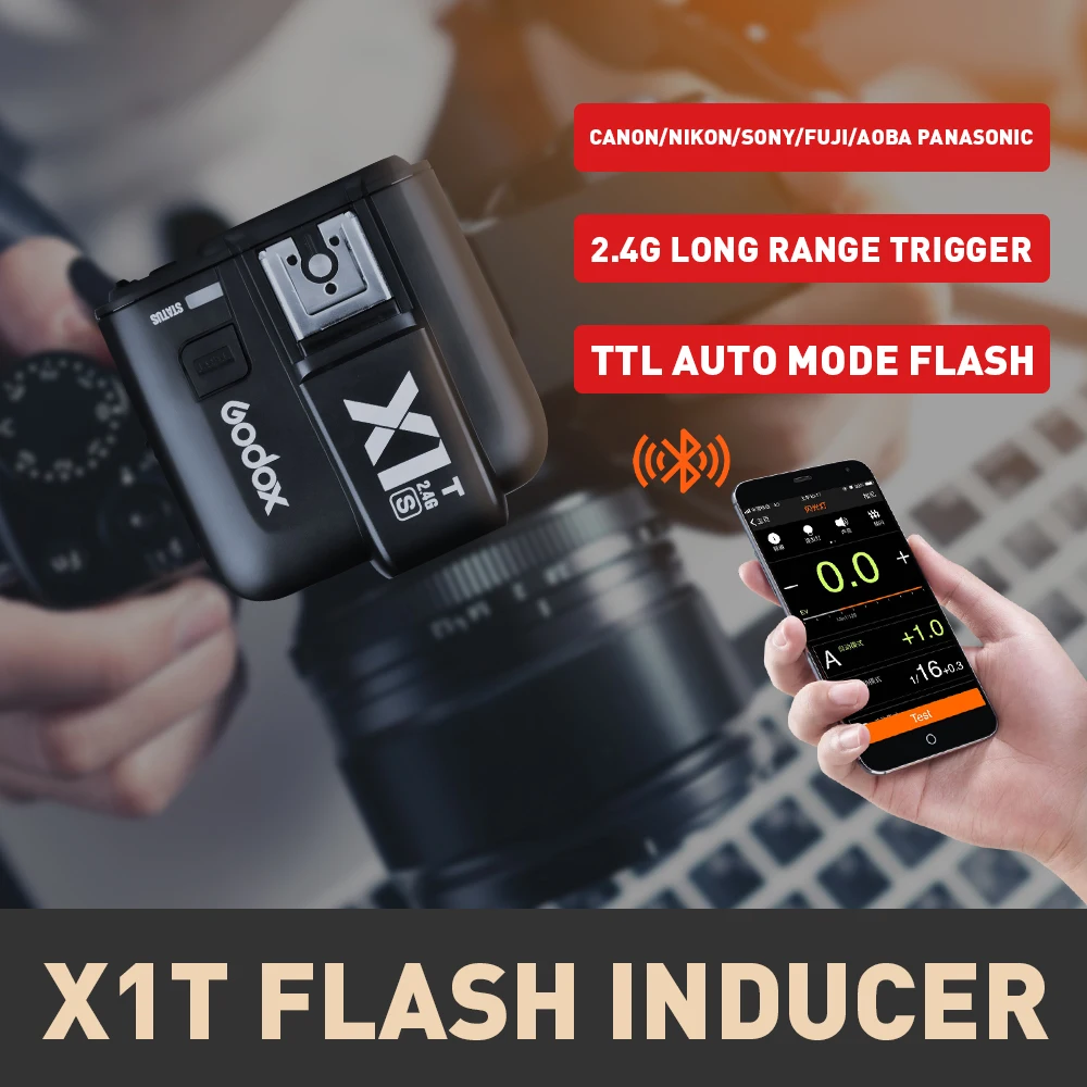 GODOX X1T-F X1T-OTrigger for Fuji Olympus Camera TTL Functions 1/8000s Built in 2.4G Wireless X Sistem for Photo Studio Flashes