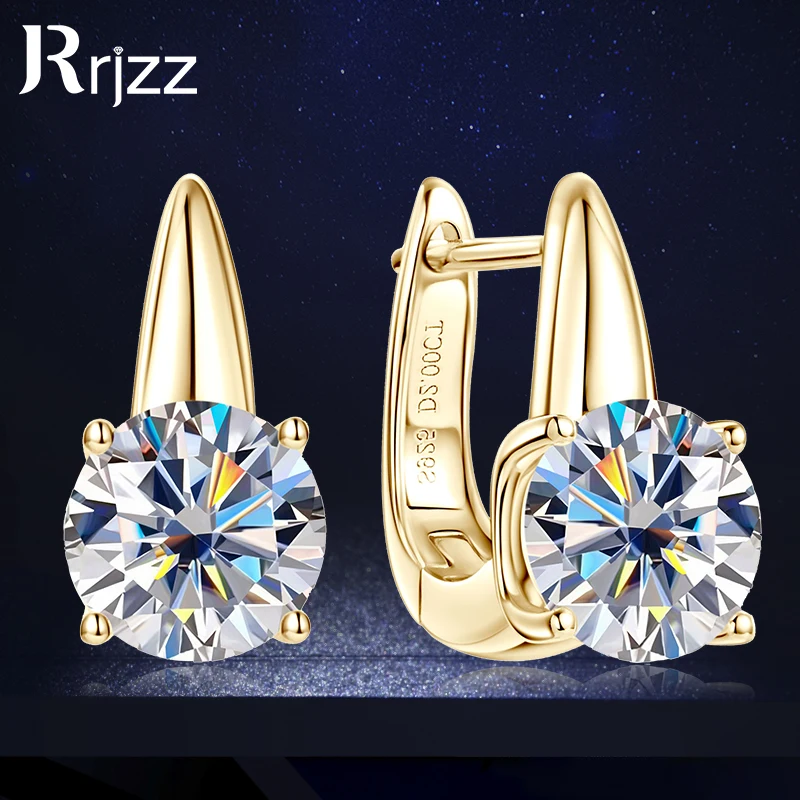 

Rrjzz Fashion 8mm D-Color Moissanite Solitaire Engagement Earrings VVS1 925 Sterling Silver Exquisite Women Hoop Earring Jewelry
