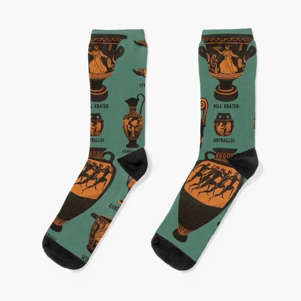 Ancient Greek Pottery Socks Lots with print Antiskid soccer Designer Man Socks Women's