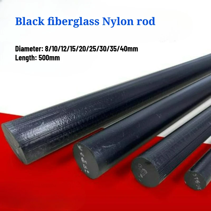 1/2PCS Length 500mm Processing of Black Fiberglass Nylon Rod PA66/PA6+GF30 Reinforced Wear-resistant Nylon Rod Plate Dia 8-40mm
