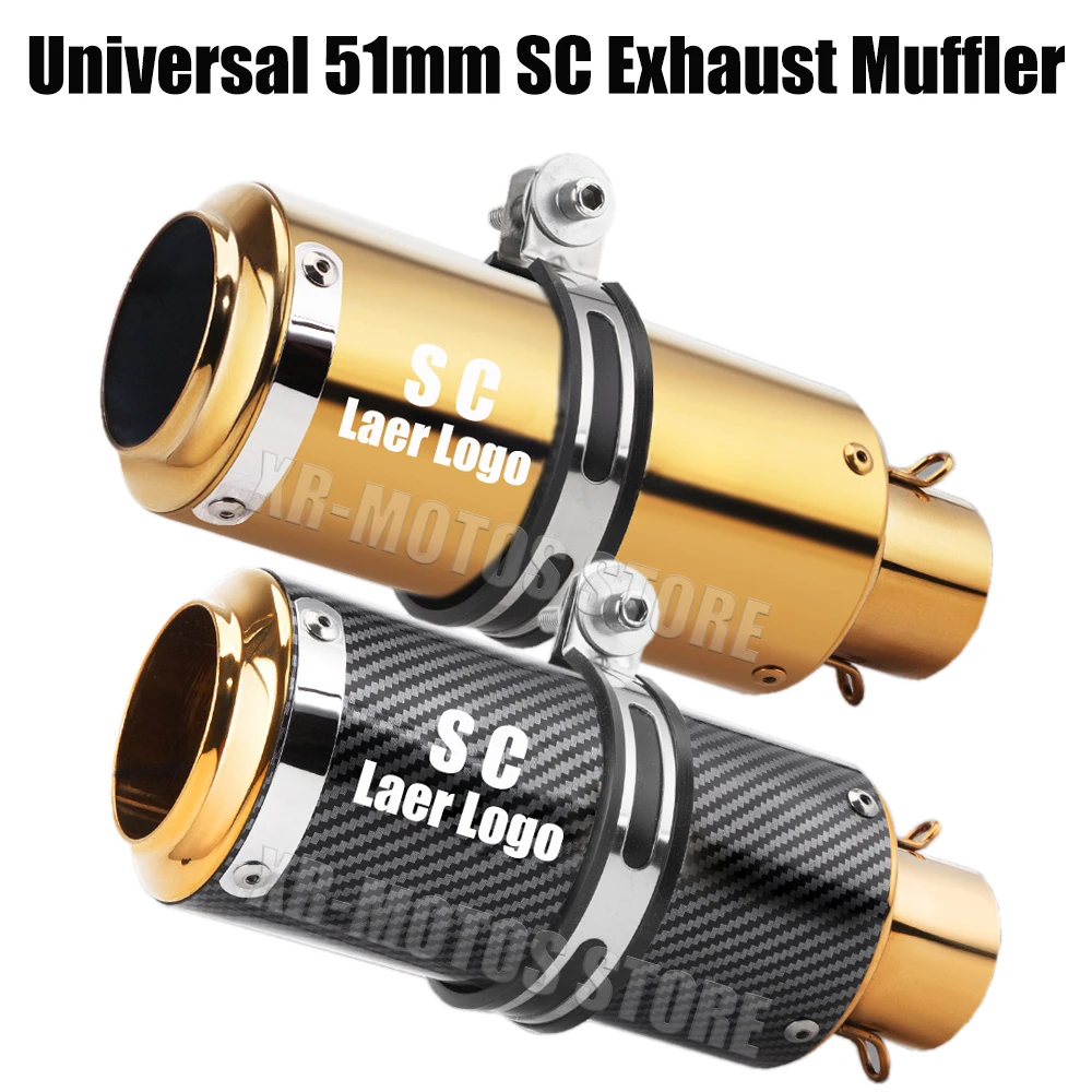 

51mm 60mm Universal sc Motorcycle Exhaust Muffler Escape for Motorcycle GP-project Racing Pass-through Gold Color Exhaust Parts