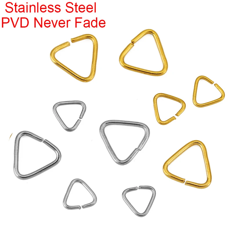 50pcs PVD Never Fade Stainless Steel Jump Rings Lot Bulk 5 8 mm Triangle Split Rings End Necklace Connectors For Jewelry Making