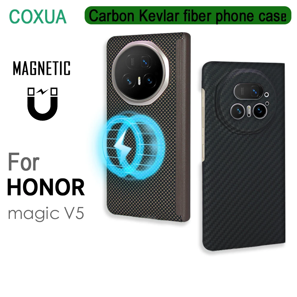 

Amstar Magnetic Carbon Fiber Foldable Case for Honor Magic V5 Magsafe Cover Aramid Fiber Magic V5 Magnetic Case