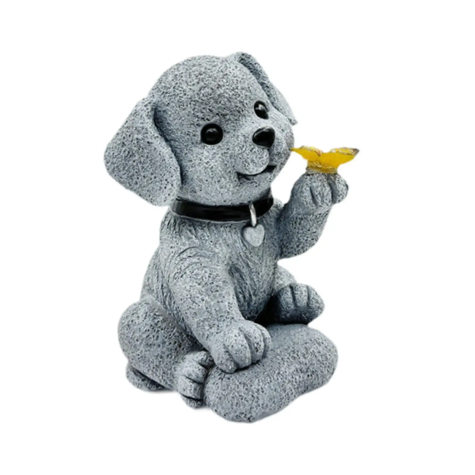 Solar Powered Dog Figurine Outdoor Garden Statue Resin Puppy Decor with Light for Patio Balcony Women Gift