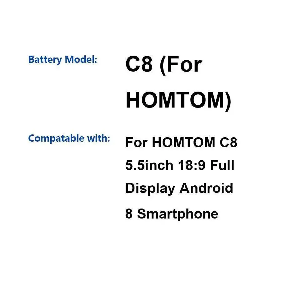 Для Homtom C8 5,5 дюймов 18:9 полный дисплей Android 8 высокая емкость Премиум сменный аккумулятор для мобильного телефона 3000 мАч