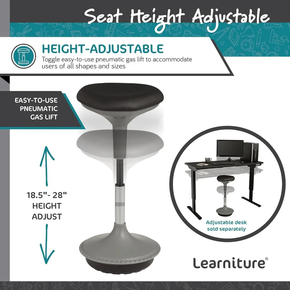 Adjustable Height Active Learning Stool for Office Desks and Classrooms, Foam-Padded Backless Wobble Stool with Rocking