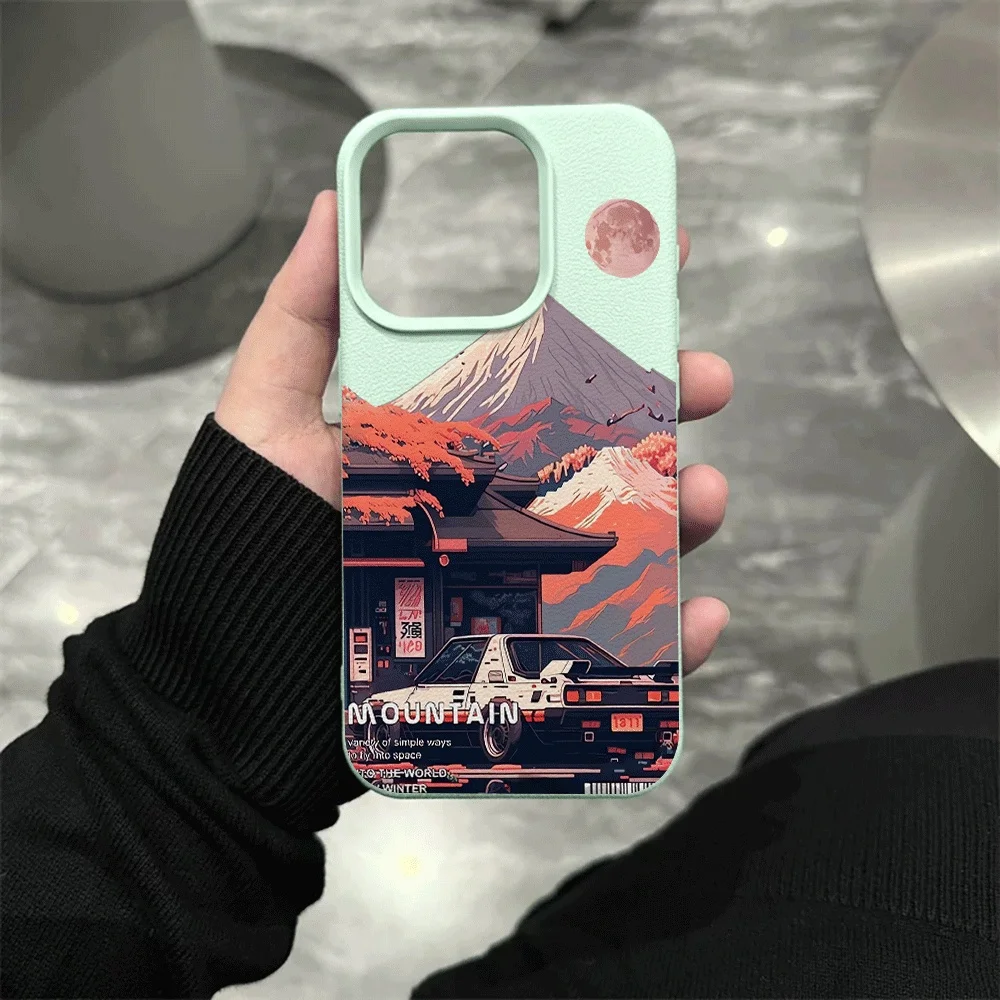 Mount Fuji Sportwagen Handyhülle für iPhone 17 16 15 14 13 12 Pro Max 16 15 14 Plus 17 16 15 14 Pro 17Air Silikon Matte Hülle – Detail 10
