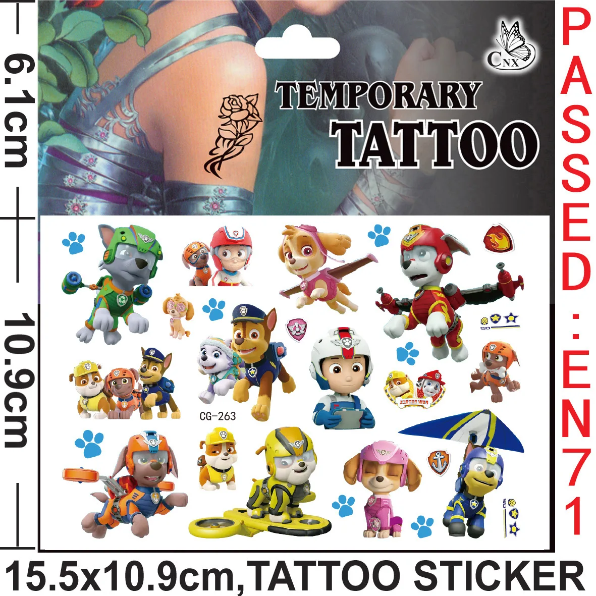 Autocollants de tatouage de dessin animé Paw Patrol pour enfants, Chase, Skye, Rubble, jouets de fête d\'anniversaire, cadeaux mignons, nouveau