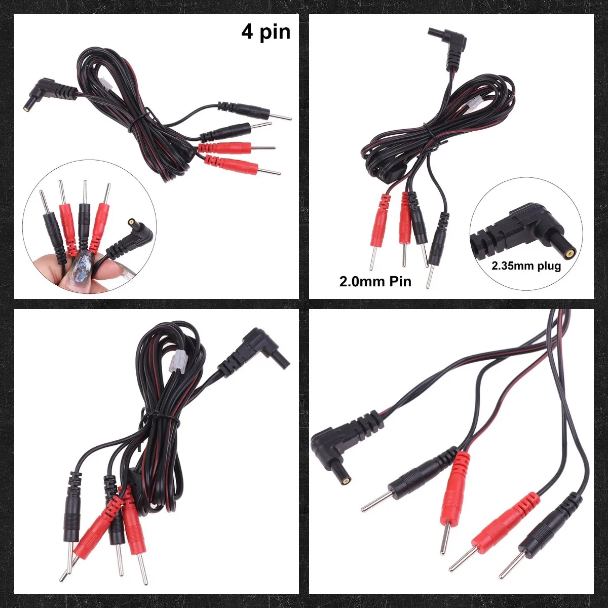 1Pcs 2.35mm New Electrotherapy Electrode Lead Electric Shock Wires Cable For Massager Connection Cable Massage And Relaxation