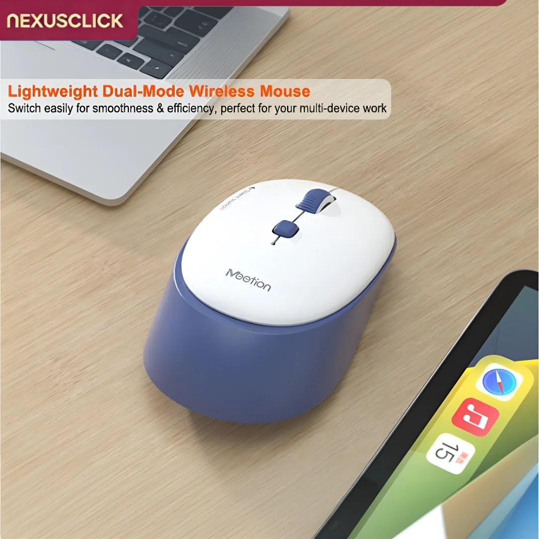 NexusClick Durable Dual Mode Wireless Mouse,Silent 3 Million Clicks Type-C Rechargeable,3200 DPI Adjustable for Laptop PC Tablet