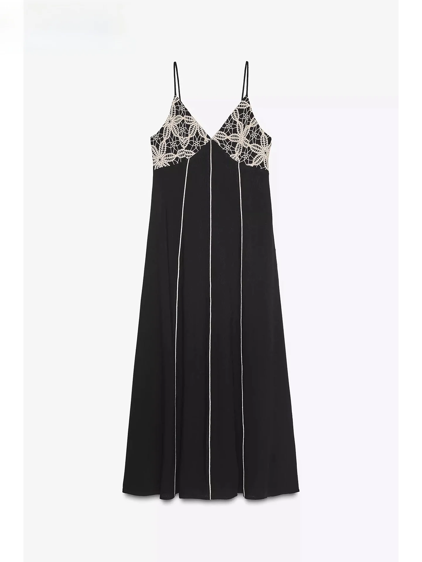 

ZAPRHA 2025 сексуальное вышитое V-образным вырезом миди Dr Pure Desire для похудения пояс повседневное летнее женское платье без свека