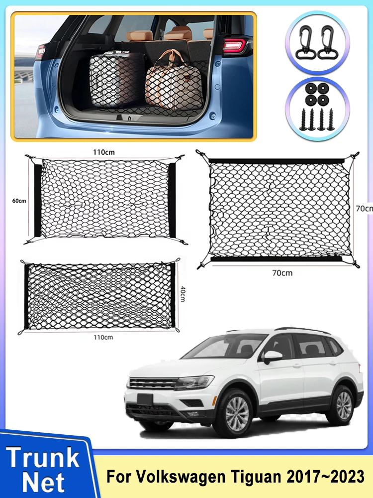 Car Rear Tailgate Netting For Volkswagen VW Tiguan L Allspace 2017 2018 2019 2020 2021 2022 2023 Rear Back Cargo Car Accessories