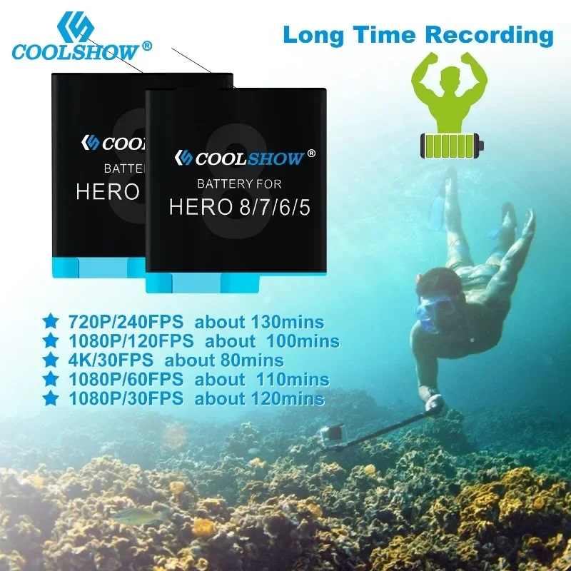 1220mah Battery For Gopro Hero 8 7 6 5 Battery Charger for Gopro 8 Black Batteries Action Camera Accesorios - view 3