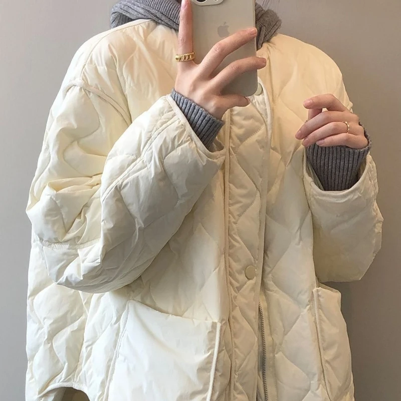 

Diamond Grid High-end Coats Women's Winter Short Light Thin Design Quilted Coat Fashion Casual Jacket Autumn Trend 2025 New In