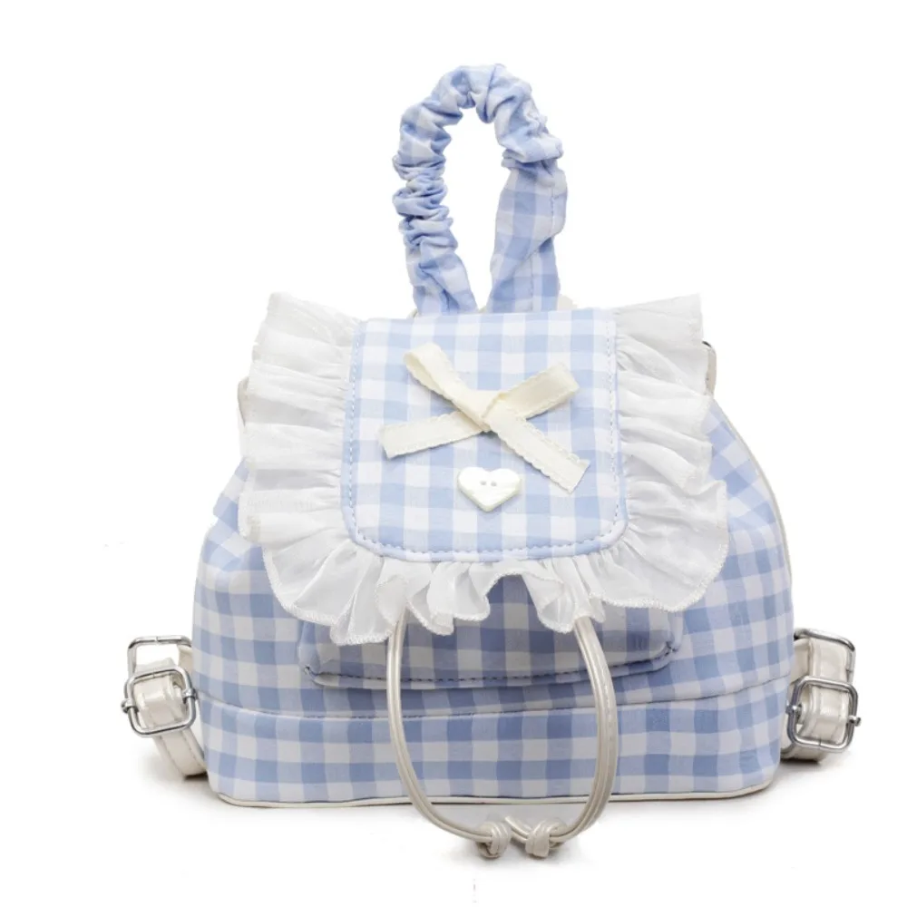 

Корейский стиль, кружевной клетчатый рюкзак, дорожный рюкзак с вишневым рисунком, сумка для книг, большая вместительная сумка через плечо с бантом для колледжа