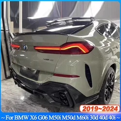 For BMW X6 G06 M50i M50d M60i 30d 40d 40i 2019-2024 Car Rear Trunk Boot Lip Spoiler Wing Bodykits Gloss Black ABS Tuning