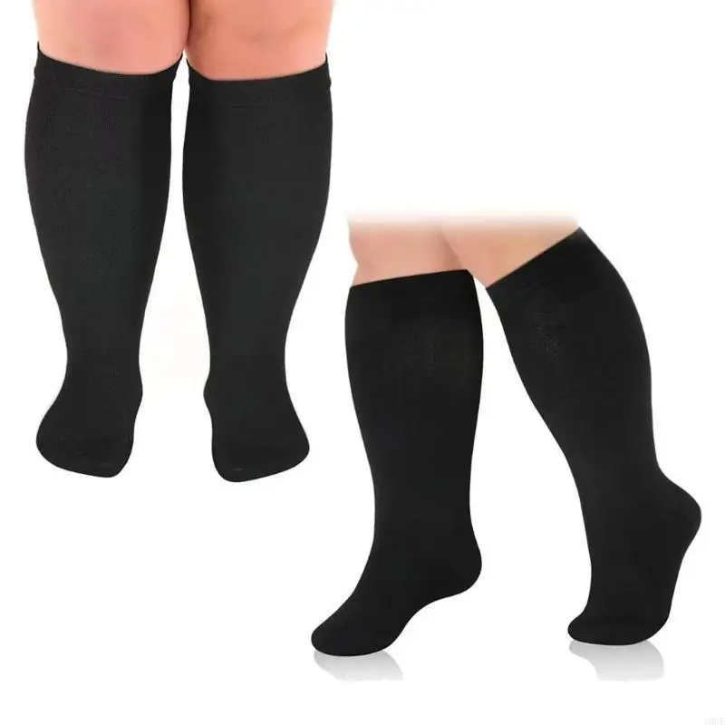 Large Size Compression Socks for Women and Men Wide Calf Knee High Stockings for Circulation Support Football Skiing 