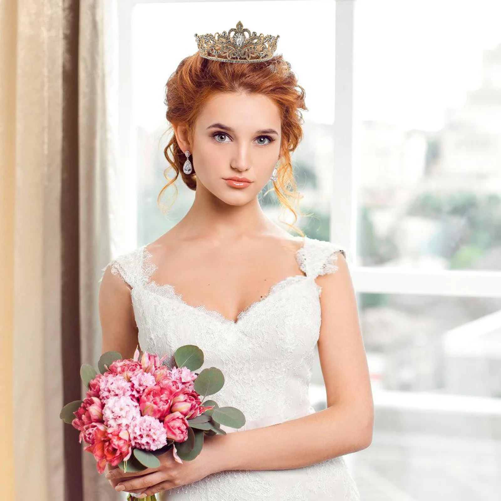

Свадебная корона со стразами и кристаллами, головной убор невесты, свадебные украшения для волос, элегантная тиара принцессы на свадьбу, день рождения