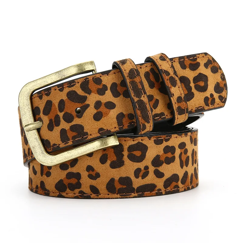 Cinturón Delgado con Estampado de Leopardo en PU Estilo Boho para Mujer, Correa para Vestido, Cinturón Decorativo Retro para Atuendo Casual Diario