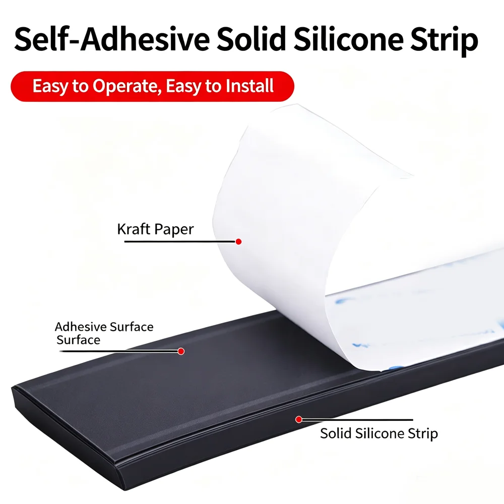 1pcs Thickness 0.5/1/1.5/2/3mm Length 300/1000mm Single-Sided Self-Adhesive Silicone Strip Silicone Rubber Sheet Non-Slip Mat