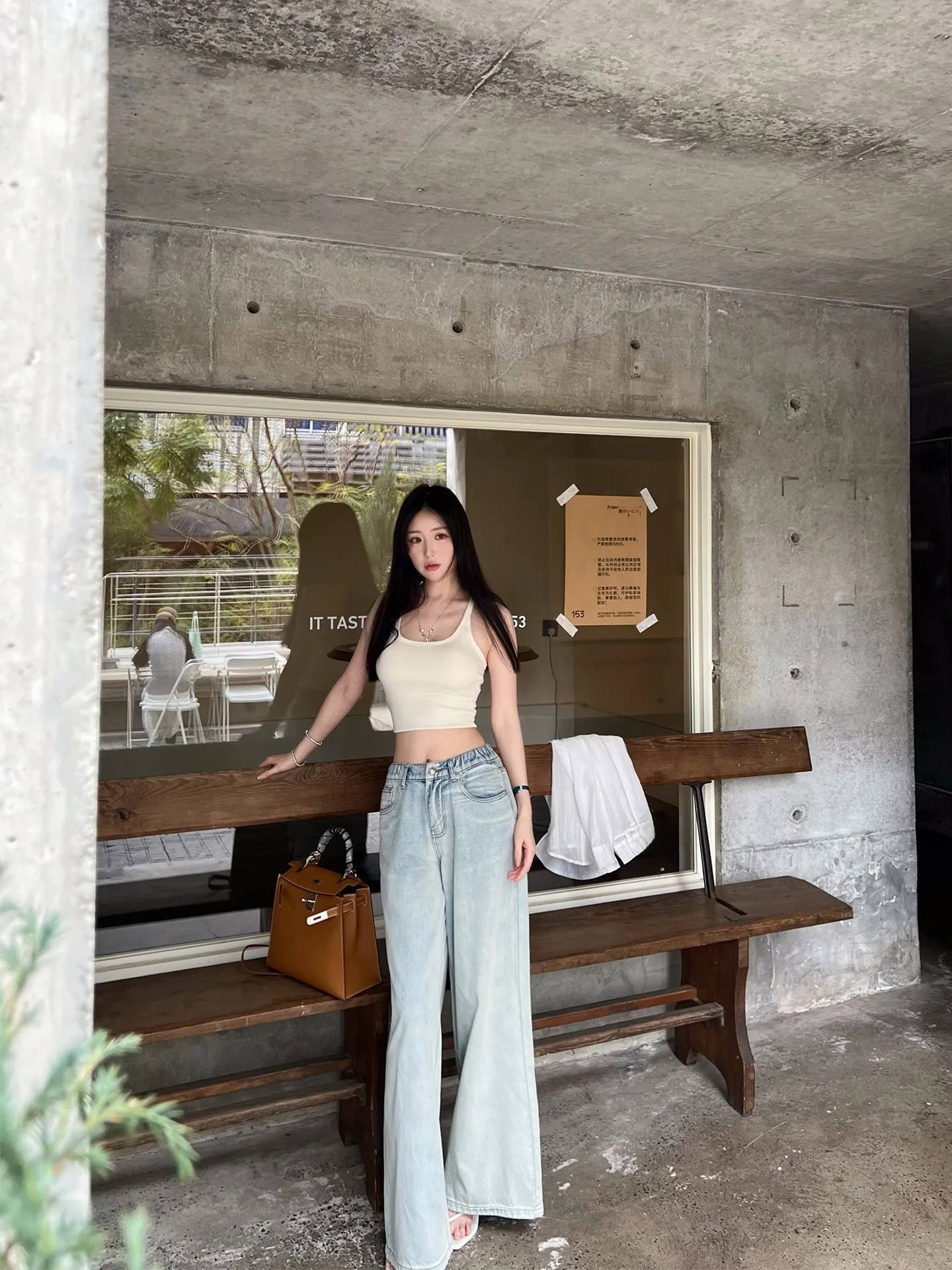 

Bear House Bone Thin Jeans Low Waist Loose Straight Leg Slimming Casual Sexy Denim Pants Cotton Spring Ladies Fashion