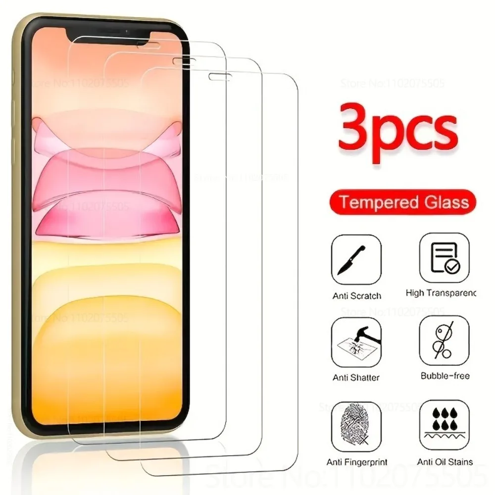 

3 шт. защитная пленка для экрана для IPhone 17 Air 17 Promax 15 Promax 16 Plus закаленное стекло 14 13 Promax 11 12 Mini защитный чехол