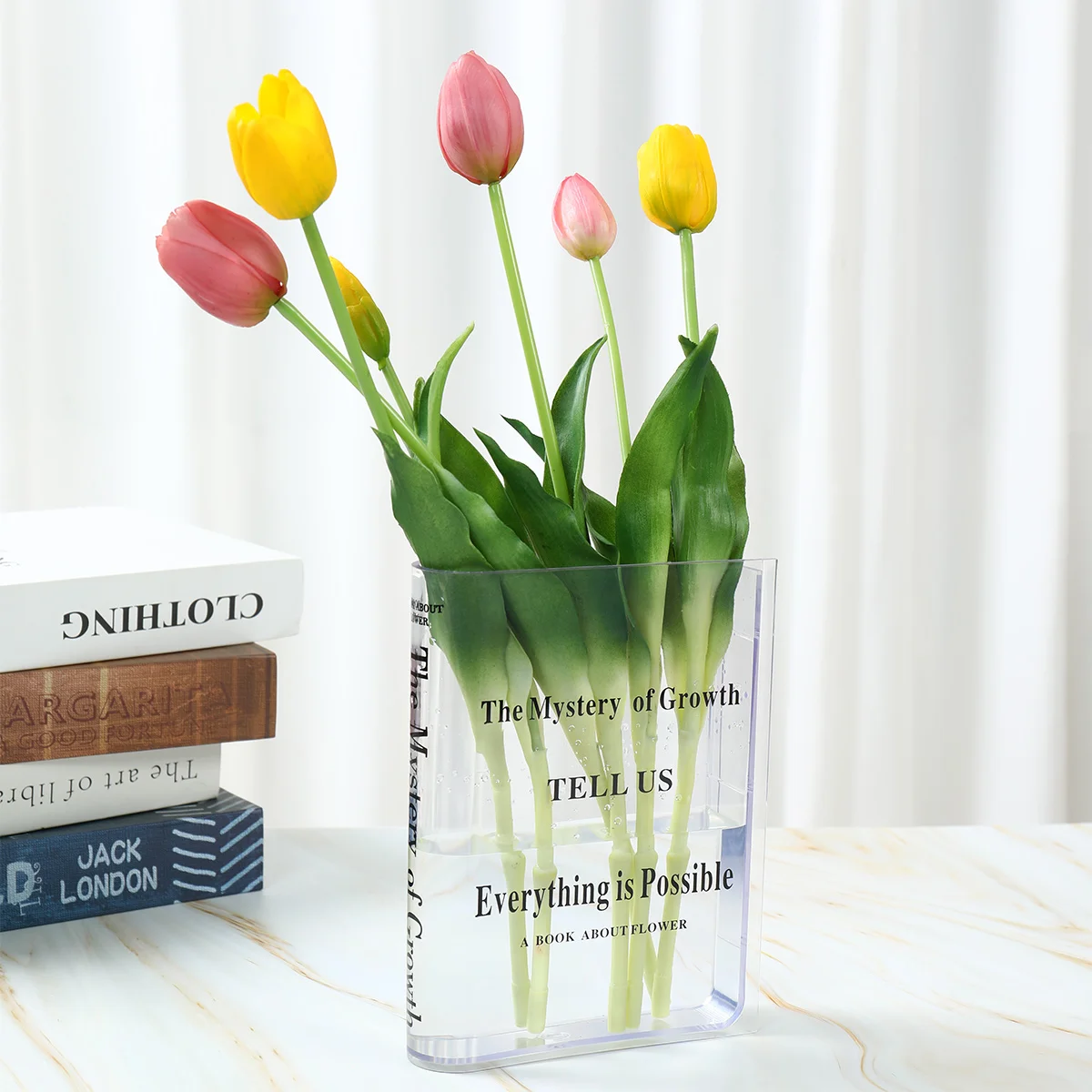 

Clear Acrylic Vase Clear Book Shaped Vase Cultural Flavor Decorative Acrylic Vase For Unique Home Bedroom Office Accent Book