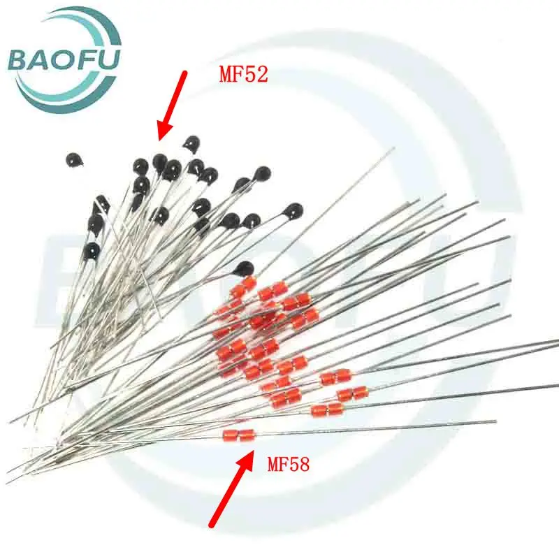 20Pcs 3950 In-Line Ntc-sensoren 1% Zwarte Kop/Glas MF52 MF58 5K10K20K50K100K