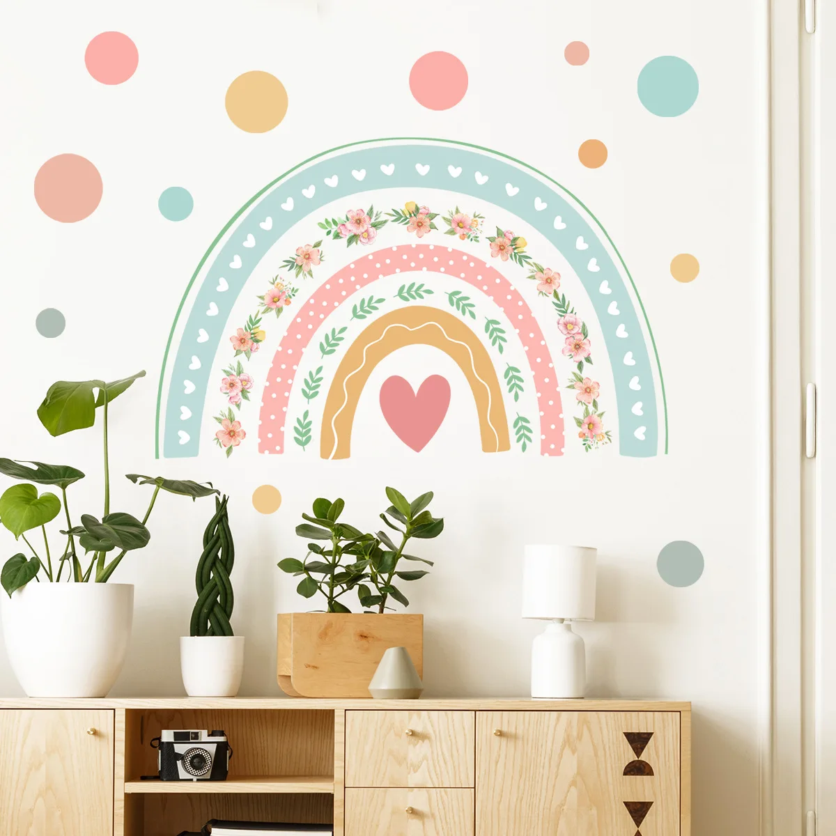 2pcs Rainbow Love Dot Wall Stickers Creative Living Room Background Wall Room Home Decoration Wall Stickers Wallpaper Ms6250